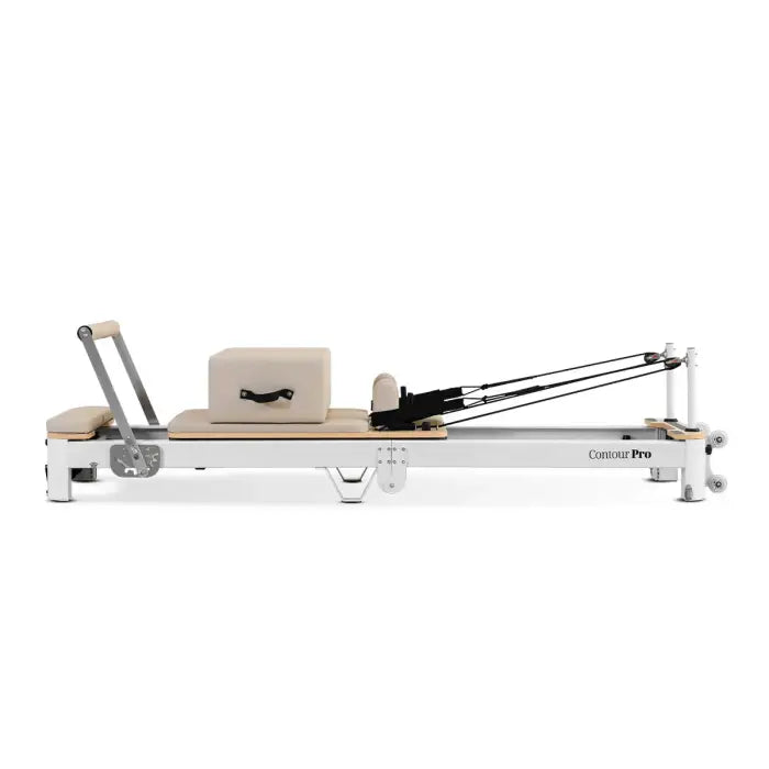 Lifespan Fitness Contour Pro Folding Aluminum Pilates Reformer Bed Set (Beige)