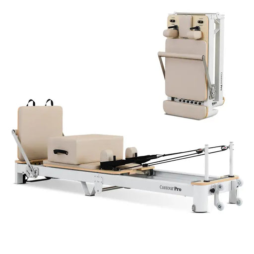 Lifespan Fitness Contour Pro Folding Aluminum Pilates Reformer Bed Set (Beige)