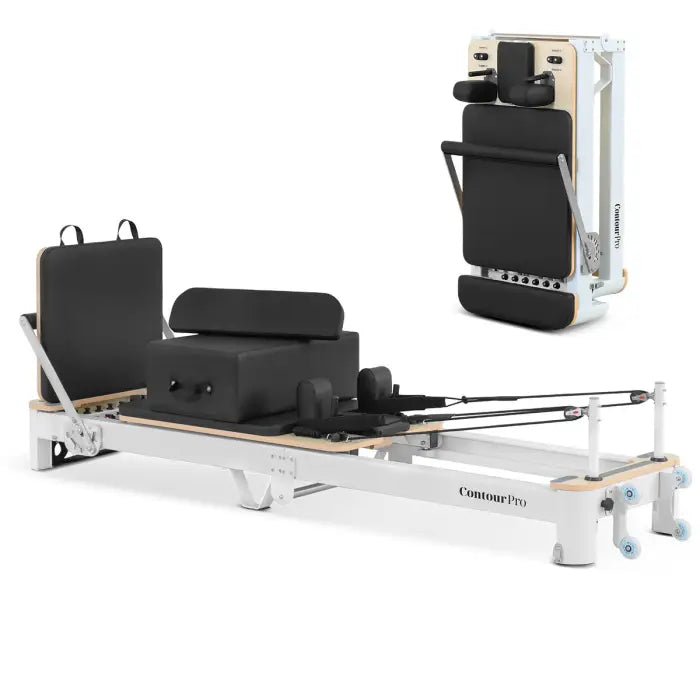 Lifespan Fitness Contour Pro Folding Aluminum Pilates Reformer Bed Set (Black)