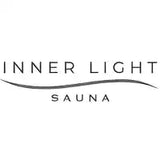 Simple black text logo for ’Inner Light Sauna’ with a curved line accent.