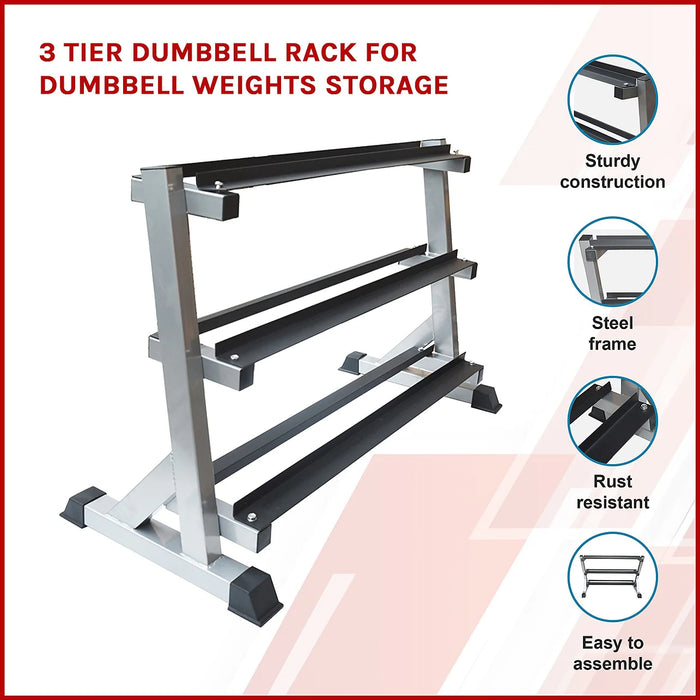 3-Tier Fitness Dumbbell Rack