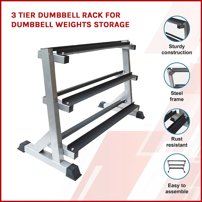 Dcb Rack 3-Tier Fitness Dumbbell Rack