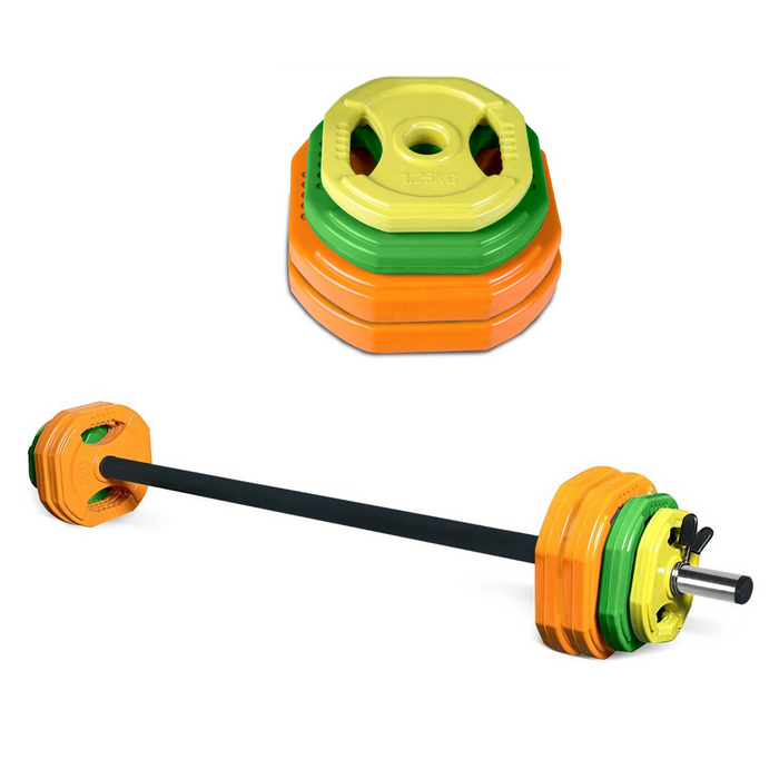 Lifespan Fitness 30kg Pump Studio Barbell and Weights Plates