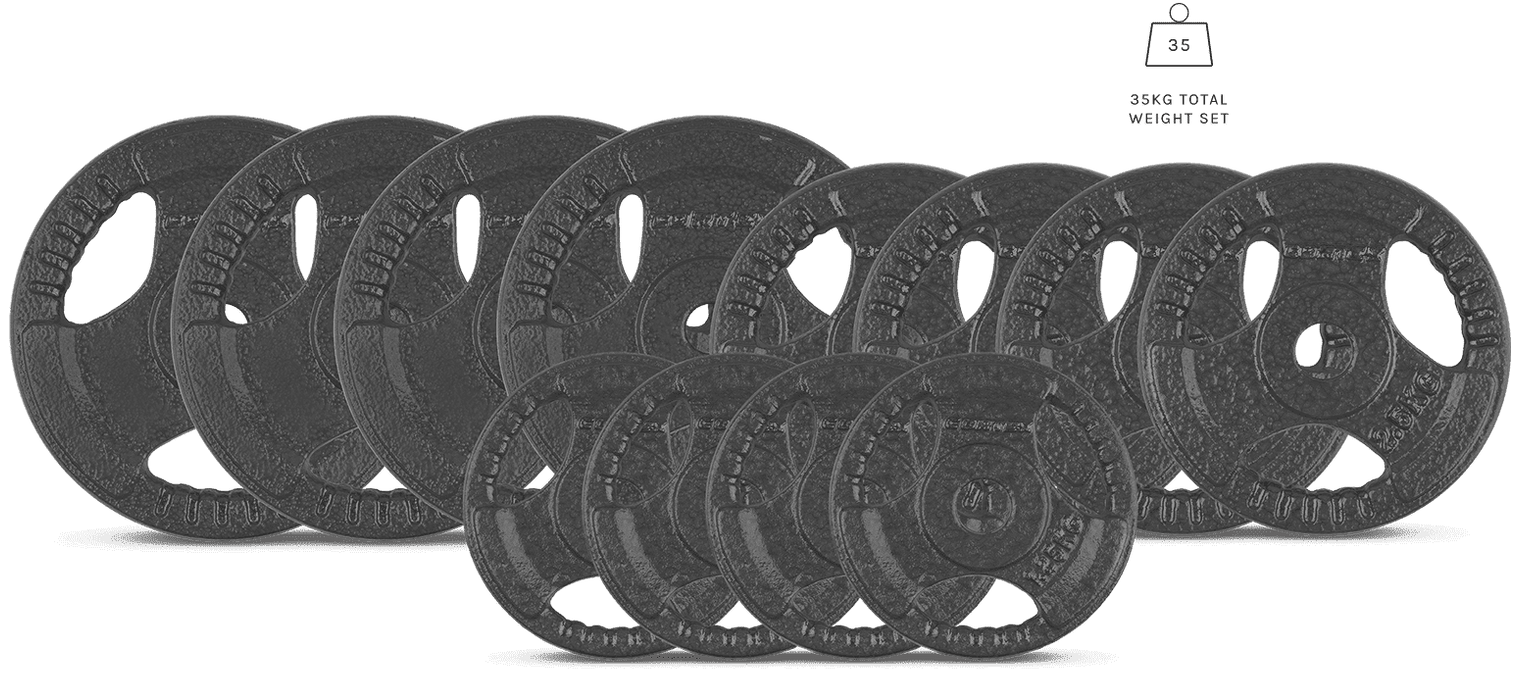 Lifespan Fitness 35KG Cast Iron Tri-Grip Standard Weight Set