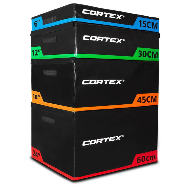 CORTEX Soft Plyo Set Stacking of 4 Box Stack Jump Plyo Box Fitness At Home Australia Afterpay Zip 