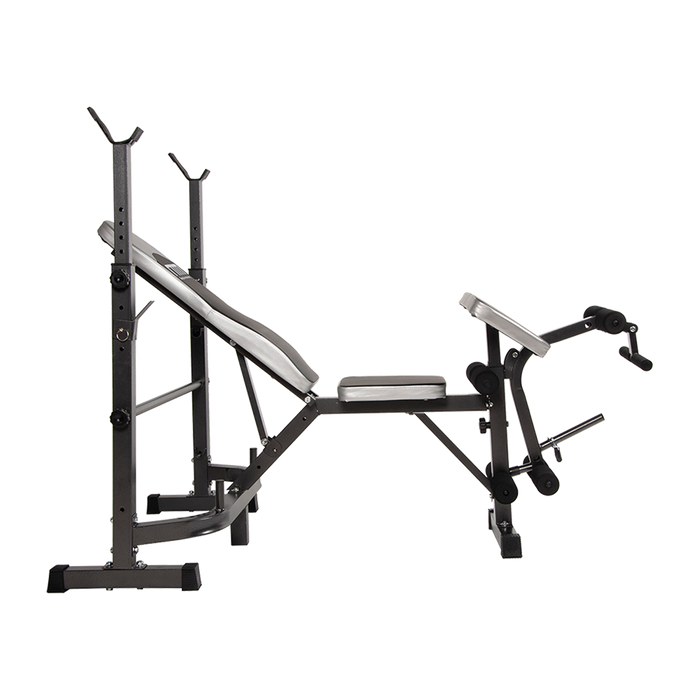 Multi Station Home Gym Weight Bench Press Leg Equipment Set Fitness Exercise white background